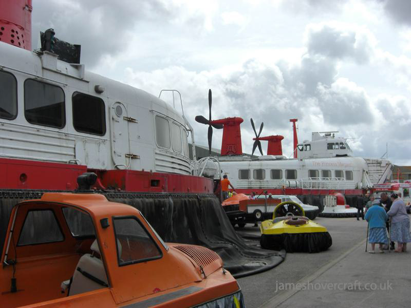 Walking around at the 2009 Hovershow - Two SRN4s surrounded by large and small craft from the museum collection (James Rowson).